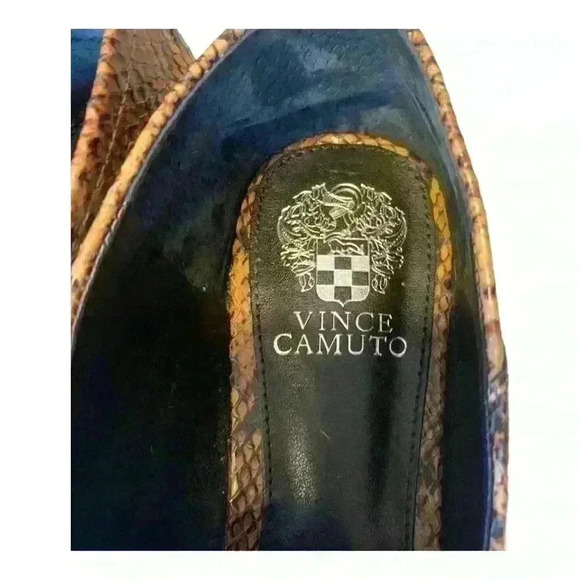 Vince Camuto Snake Reptile Leather Slip On Brown & Black Loafer - Picture 4 of 9